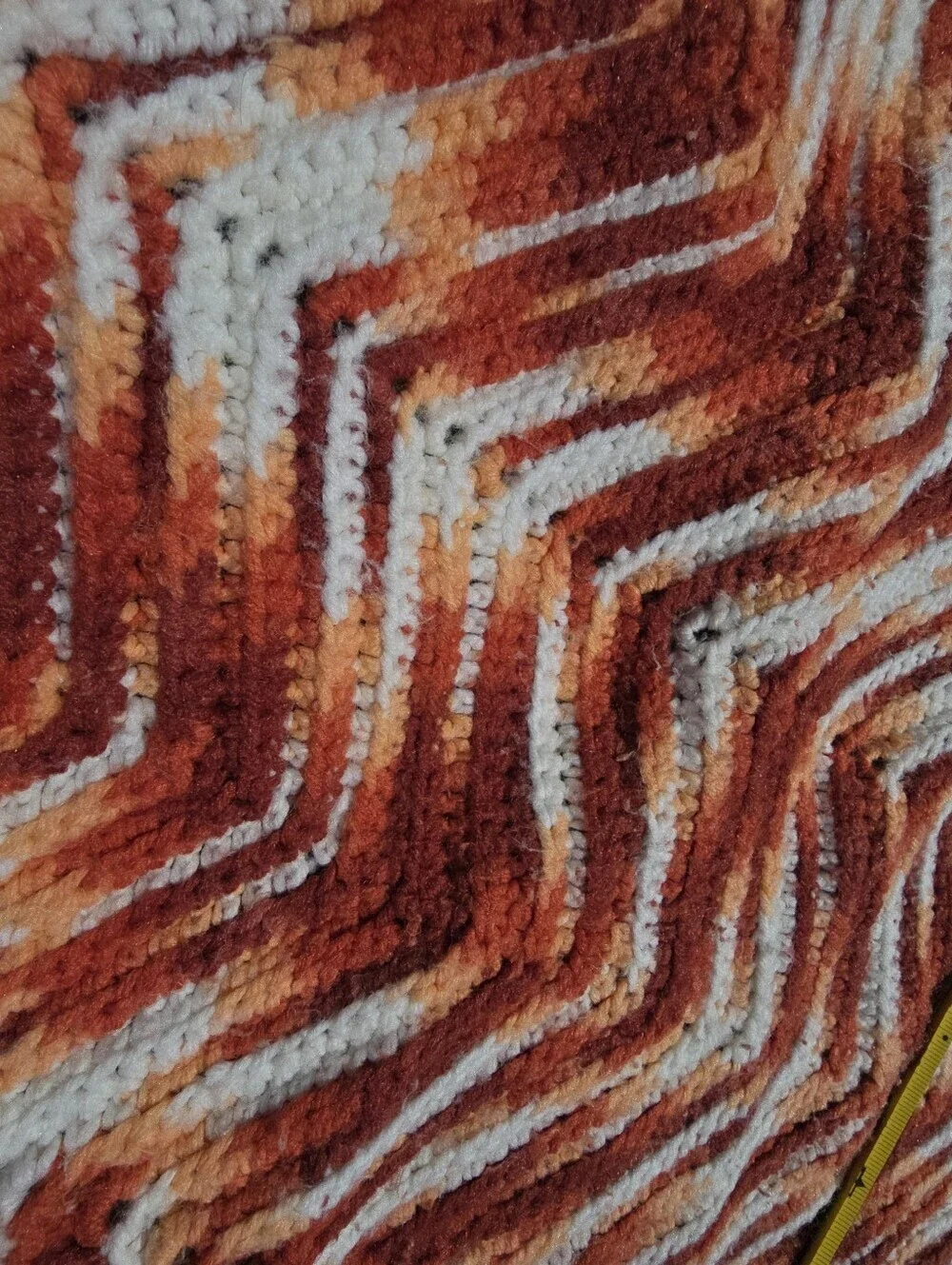 Vtg Handmade Afghan Crochet Earth Colors Zig Zag Chevron Blanket Throw 54x82